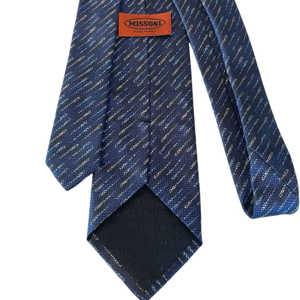 Missoni Silk Blue Neck Tie - Made in Italy - Picture 4 of 9